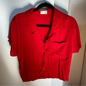 Aritzia red button down blouse